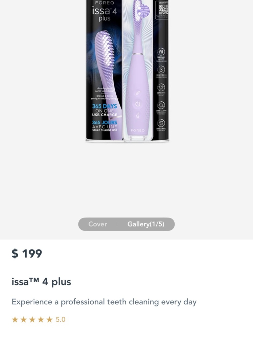 FOREO Issa 4 Plus Toothbrush - Lavender NEW